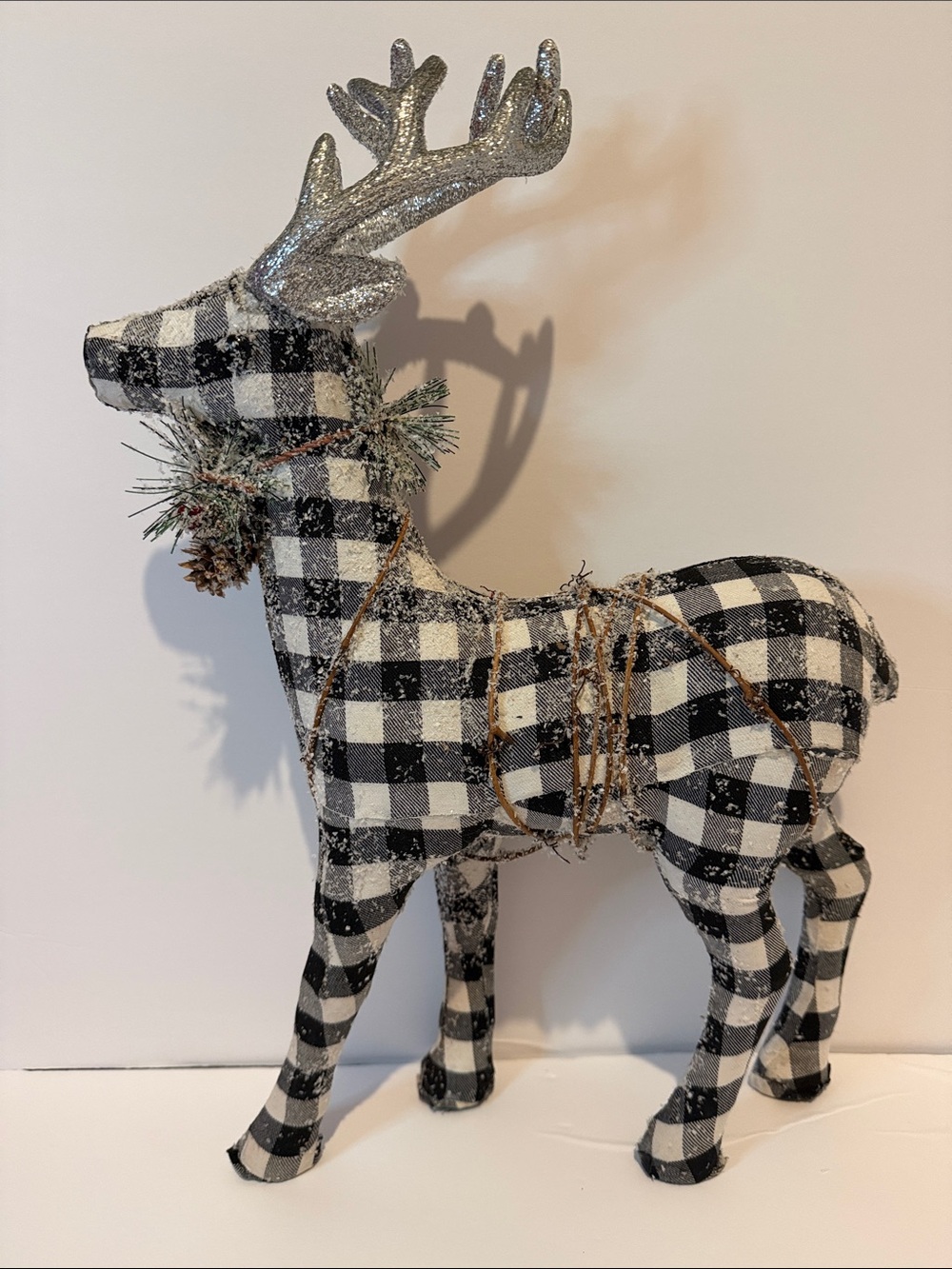 Holiday Buffalo Check Reindeer Décor - Black & White